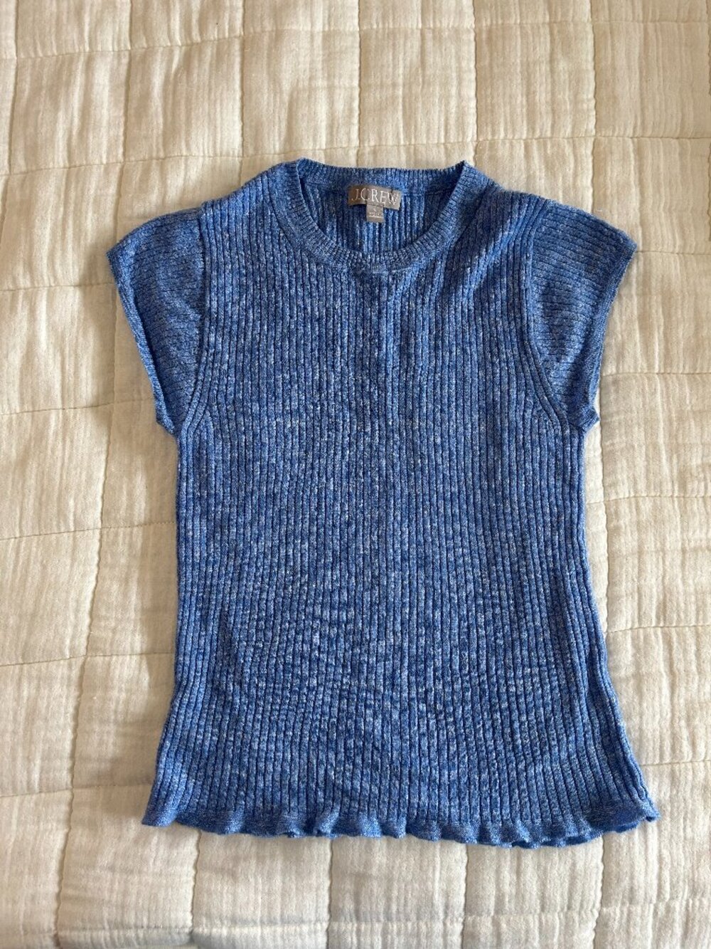 JCrew Blue Rib Knit Top